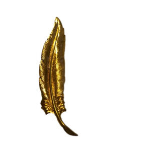 VTG Monet Large Gold Tone Curved Feather Brooch EUC - 3.5”